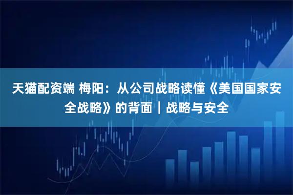 天猫配资端 梅阳：从公司战略读懂《美国国家安全战略》的背面｜战略与安全